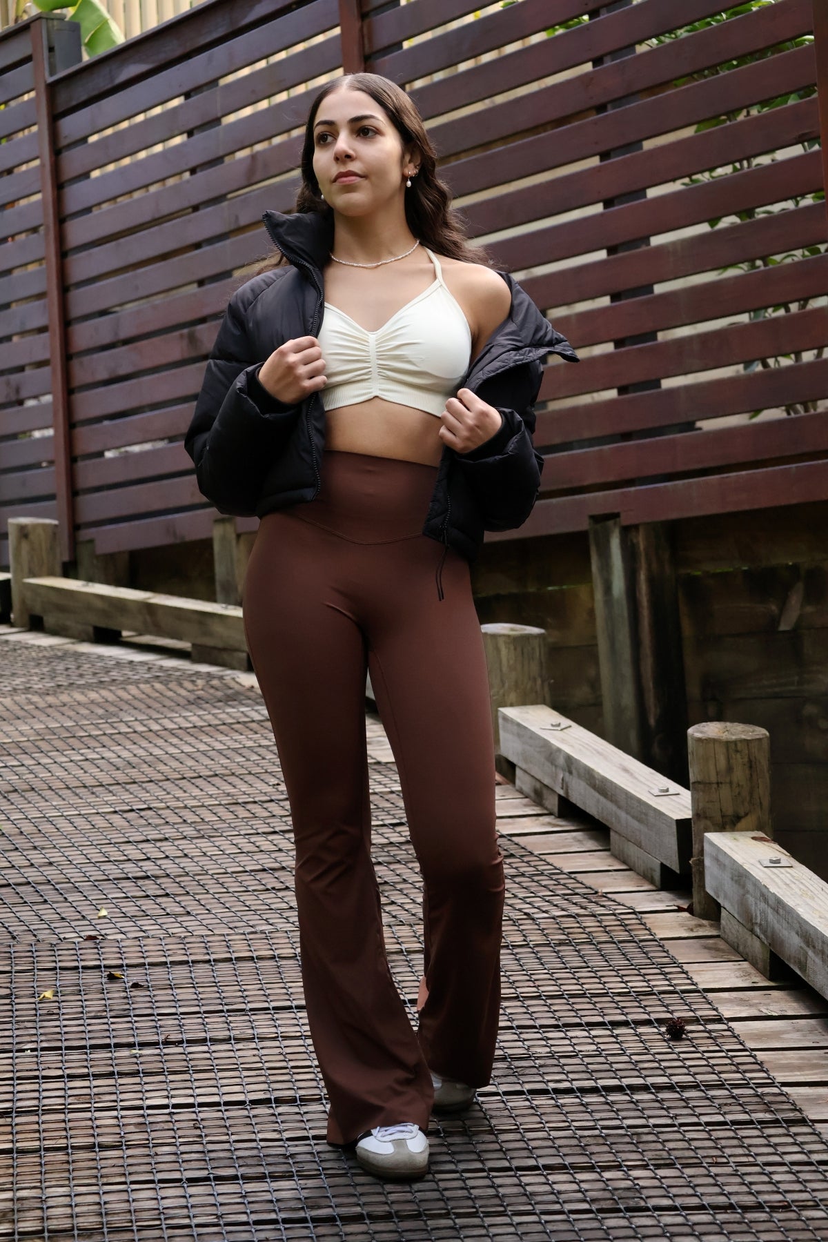 High Rise Flared Legging - Mocha