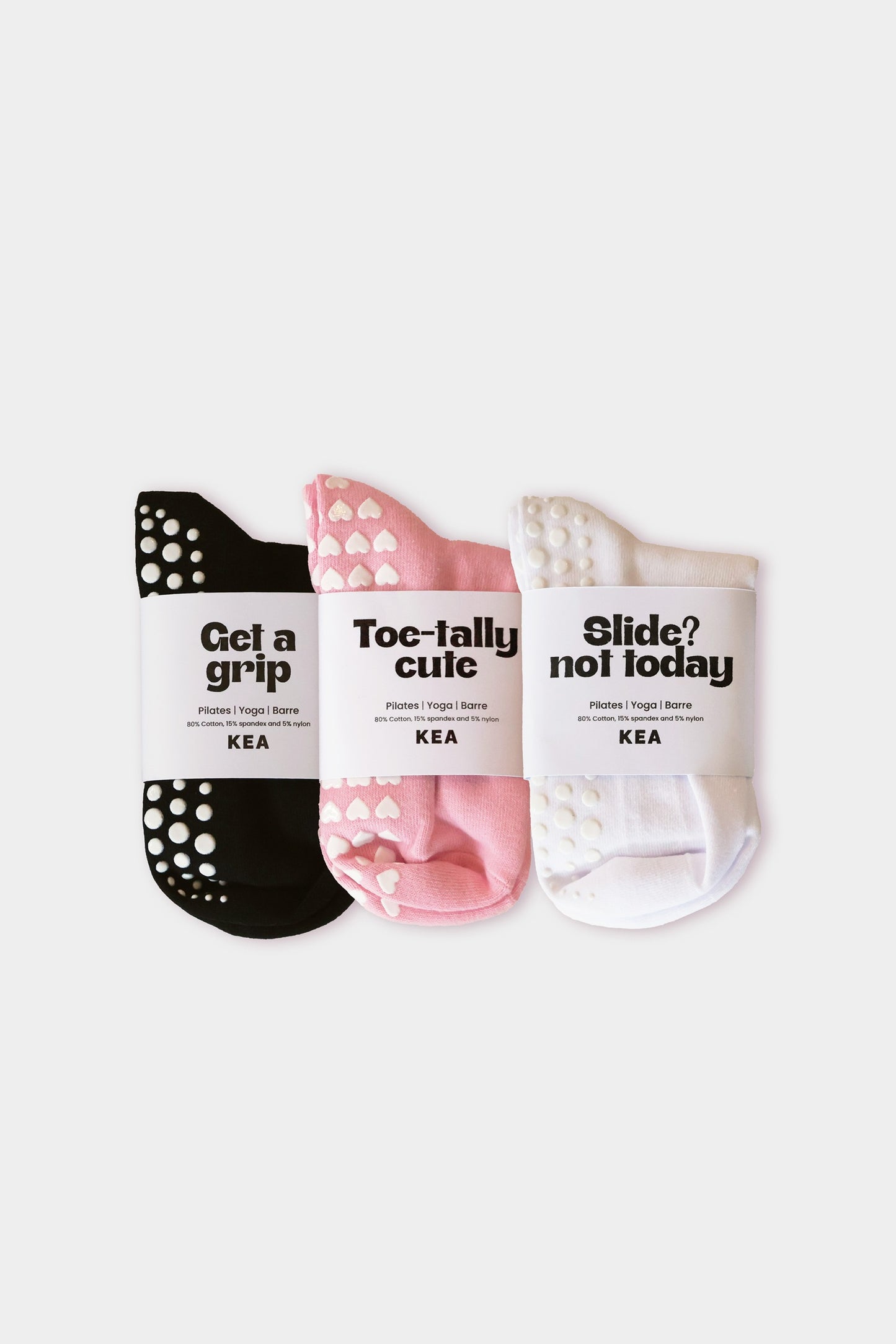 3 Sets - Crew Non Slip Grip Socks - Kea Active